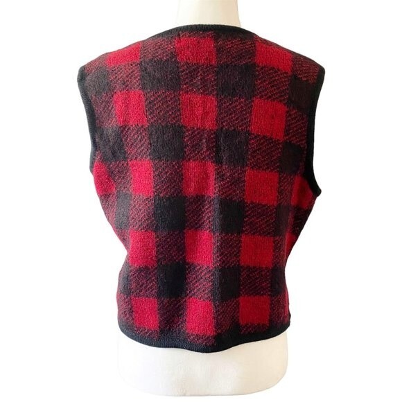 Cambridge Dry Goods Women's Buffalo Plaid Boiled Wool V Neck Vest L or 10 - Picture 4 of 13